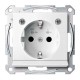 Механизм розетки с заземлением, защитными шторками, накладкой и подсветкой Merten Shuko, 2 полюса, 16А полярно-белый (MTN2304-0319)