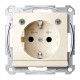 Механизм розетки с заземлением, защитными шторками, накладкой и подсветкой Merten Shuko, 2 полюса, 16А Бежевый, MTN2304-0344
