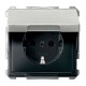 MTN2314-4146 Механізм розетки з кришкою, IP44 Merten Shuko, 2 полюса, 16А. Колір Сталь