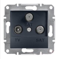⚡Розетка TV-SAT-SAT концевая 1 dB Asfora антрацит (EPH3600171)