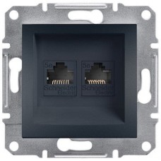 ⚡Розетка компьютерная двойная категории 5e UTP Asfora антрацит (EPH4400171)