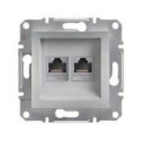 ⚡Розетка компьютерная двойная Кат6e UTP Asfora алюминий (EPH4800161)