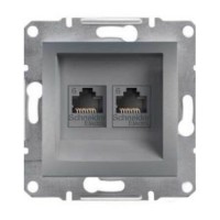 ⚡Розетка компьютерная двойная Кат6e UTP Asfora сталь (EPH4800162)