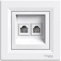 ⚡Розетка двойная телефонная RJ11 + компьютерная RJ45 Asfora (EPH4900121)