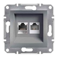 ⚡Розетка подвійна телефонна RJ11 + комп'ютерна RJ45 Asfora сталь (EPH4900162)