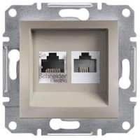 ⚡Розетка подвійна телефонна RJ11 + комп'ютерна RJ45 Asfora бронза (EPH4900169)