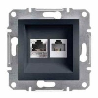 ⚡Розетка подвійна телефонна RJ11 + комп'ютерна RJ45 Asfora антрацит (EPH4900171)