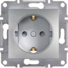 ⚡Розетка з заземленням і захисними шторками Asfora 16А алюміній (EPH2900261)