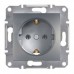 Розетка Schneider Electric с заземлением и защитными шторками Asfora 16А сталь EPH2900262