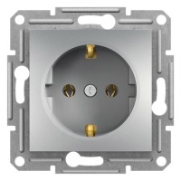 ⚡Розетка з заземленням Asfora 16А алюміній (EPH2900161) 