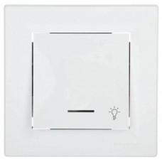 ⚡Кнопочный выключатель с подсветкой и символом свет Asfora IP20 белый (EPH1800121)