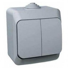 Двохклавішний зовнішній вимикач 16A Cedar Plus. Сірий. WDE000650