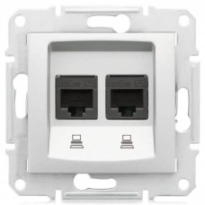 SDN5000123 Компьютерная розетка двойная UTP RJ45 кат.6 экранированная Sedna. Цвет Слоновая кость
