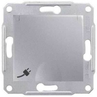 SDN3100160 Розетка з заземленням, захисними шторками та кришкою 16А, 250 В Sedna. Колір Алюміній