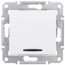 SDN0401121 Одноклавішний перемикач з індикацією 10A серії Sedna. Колір Білий