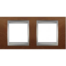 Рамка 2-местная Unica Top. Цвет Черешня/Алюминий MGU66.004.0M2