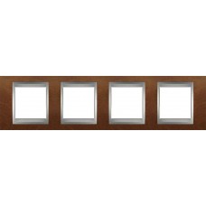 Рамка 4-местная Unica Top. Цвет Черешня/Алюминий MGU66.008.0M2