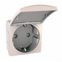 Розетка с заземлением с защитными шторками и крышкой серия Unica MGU3.037.25TA