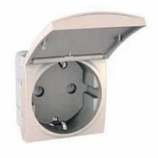 Розетка с заземлением с защитными шторками и крышкой серия Unica MGU3.037.25TA
