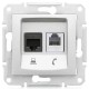 SDN5200160 PC + телефонна розетка RJ11 + RJ45, кат. 6, неекранована Sedna. Колір Алюміній