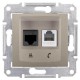 ⚡Комп'ютерна + телефонна розетка  (RJ45 + RJ11), кат. 6, неекранована. Sedna. Колір Титан (SDN5200168)
