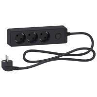 ⚡Удлинитель на 3 розетки с заземлением 1.5м Unica New черный (ST9431B)