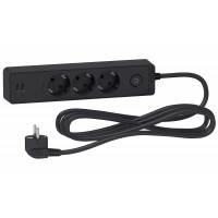 ⚡Подовжувач на  3 розетки з заземленням+2 USB, 3м Unica New чорний (ST943U3B)