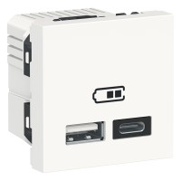 ⚡Подвійна USB розетка Unica New тип A+C 2.4 А біла (NU301818) ⚡Подвійна USB розетка Unica New тип A+C 2.4 А біла (NU301818)