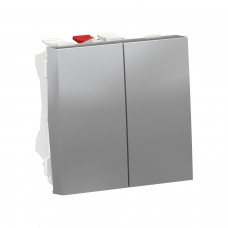⚡Перемикач 2-х клавішний 10А 2 модуля Unica New алюміній (NU321330)