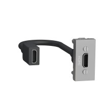 ⚡Розетка HDMI 1 модуль Unica New алюминий (NU343030)