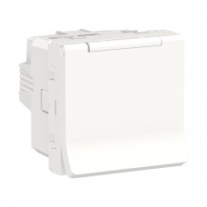 ⚡Розетка з з/к, зі шторками, з кришкою, 16А, гвинтові зажими, Unica New біла (NU303718TA)