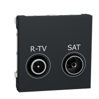 ⚡Розетка R-TV SAT terminal 2 модуля Unica New антрацит (NU345554)