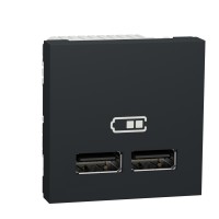 ⚡Розетка USB двойная 2.1А 2 модуля Unica New антрацит (NU341854)