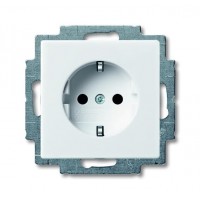 Розетка ABB с заземляющим контактом самозажимная Basic 55 белая 20 EUC-94-507 (2CKA002011A3855)