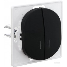 Выключатель двойной с индикатором Aling Conel EON черный (E626.E1)