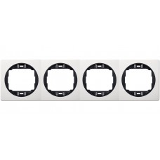 Рамка четырехместная горизонтальная Aling Conel серии EON белая с черной вставкой (E6704.0E)
