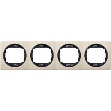 Рамка четырехместная горизонтальная Aling Conel EON цвет кремовый с черной вставкой (E6704.9E)