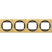 Рамка чотирьохмісна горизонтальна Aling Conel EON. Колір "Золотий" з чорною вставкою (E6704.GE)