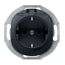 Розетка с зазелмением и крышкой Aling Conel EON цвет "Черный" (E633.E1)