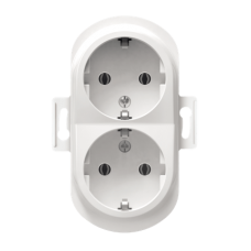 Двойная розетка с заземлением Aling Conel EON белая (E604.0)