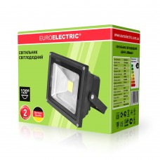 Вуличний LED-прожектор Euroelectric COB 20Вт, 6500K (чорний)