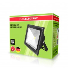 Вуличний LED-прожектор Euroelectric COB 50Вт, 6500K (чорний)