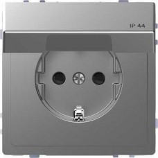 Розетка з/к та кришкою IP44 Merten D-Life. Колір Нержавіюча сталь