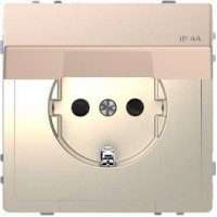 Розетка з/к та кришкою IP44 Merten D-Life. Колір Шампань