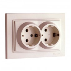 ⚡Розетка двойная с заземлением 16А серии Despina (Mono Electric) Слоновая кость
