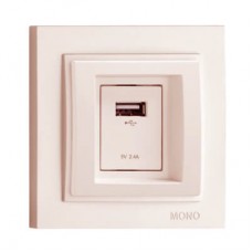 Розетка c USB-зарядкою (5В - 2.4А) серії Despina (Mono Electric). Колір Слонова Кістка