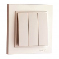 ⚡Выключатель трехклавишный 10А серии Despina (Mono Electric) Слоновая кость