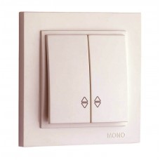 ⚡Выключатель двухклавишный проходной 10А серии Despina (Mono Electric) Слоновая кость 102-010023-111