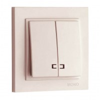 ⚡Выключатель двухклавишный с подсветкой 10А серии Despina (Mono Electric) Слоновая кость