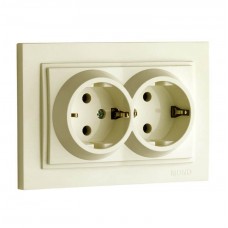 Розетка подвійна з заземленням 16А серії Despina (Mono Electric) Кремова